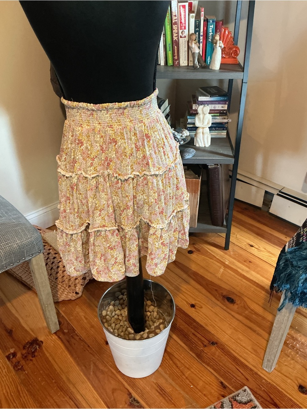 Cynthia Rowley Pink Yellow Floral Tiered Smocked Mini Skirt